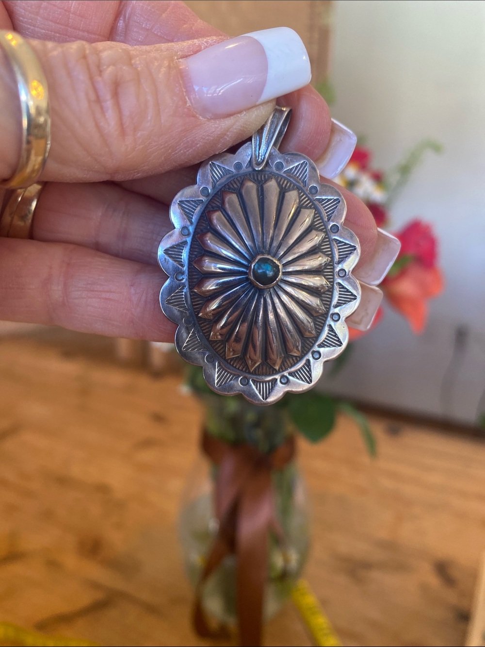 🎉 Sterling silver Concho with Laborite center stone!
